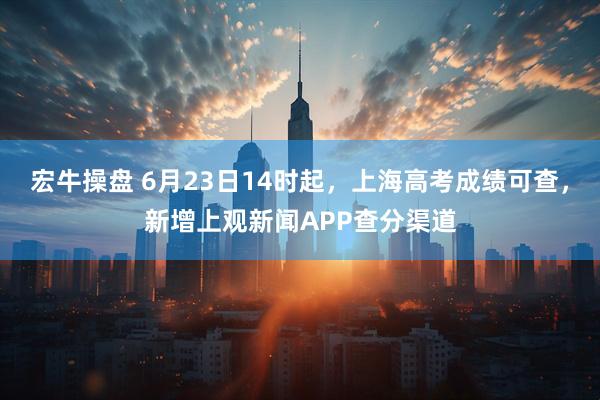 宏牛操盘 6月23日14时起，上海高考成绩可查，新增上观新闻APP查分渠道
